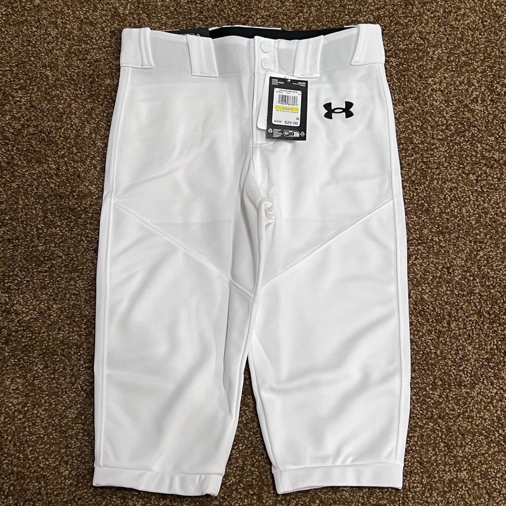 Under Armour Boys Utility Baseball Knicker Pants Youth Medium White NWT 1375659